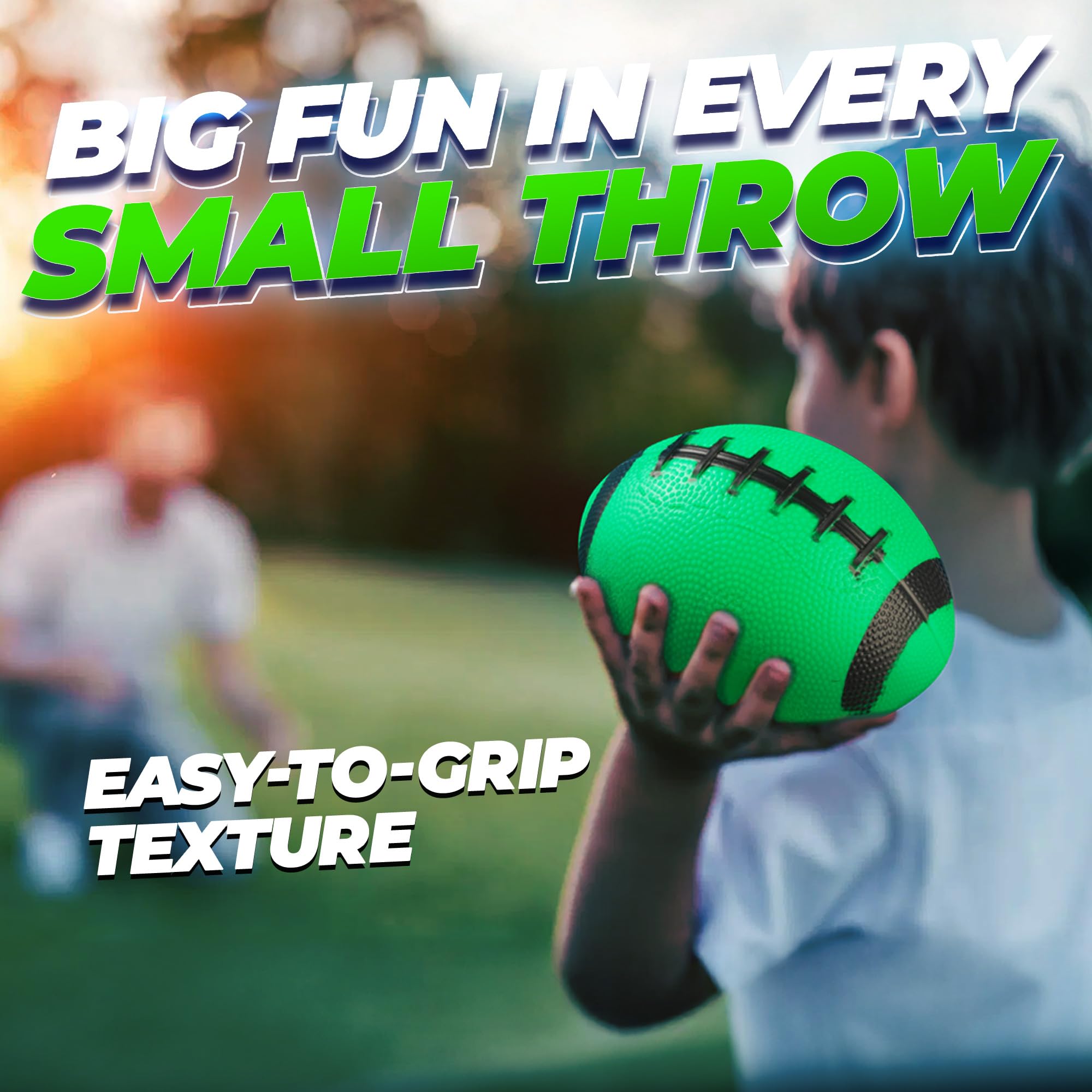 PlayBolt 6-Inch Mini Footballs for Kids (Pack of 5) - Inflatable PVC with Hand Pump