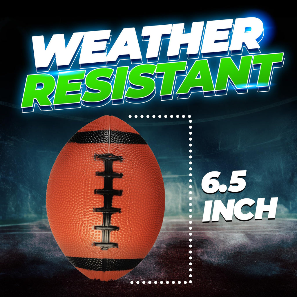 PlayBolt 6-Inch Mini Footballs (Pack of 5) - Inflatable PVC Football with Hand Pump, Easy Grip, Ages 3-10