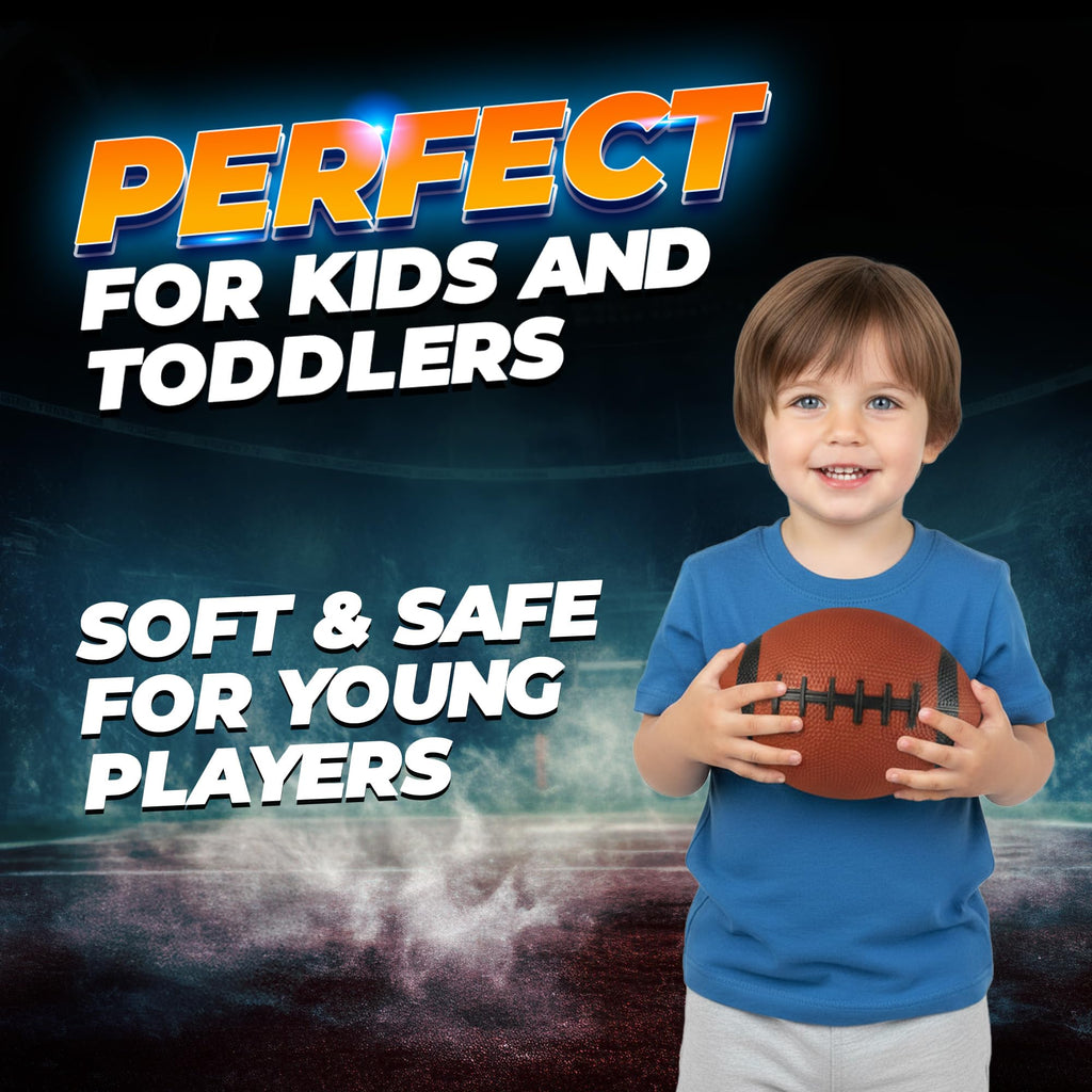 PlayBolt 6-Inch Mini Footballs (Pack of 5) - Inflatable PVC Football with Hand Pump, Easy Grip, Ages 3-10