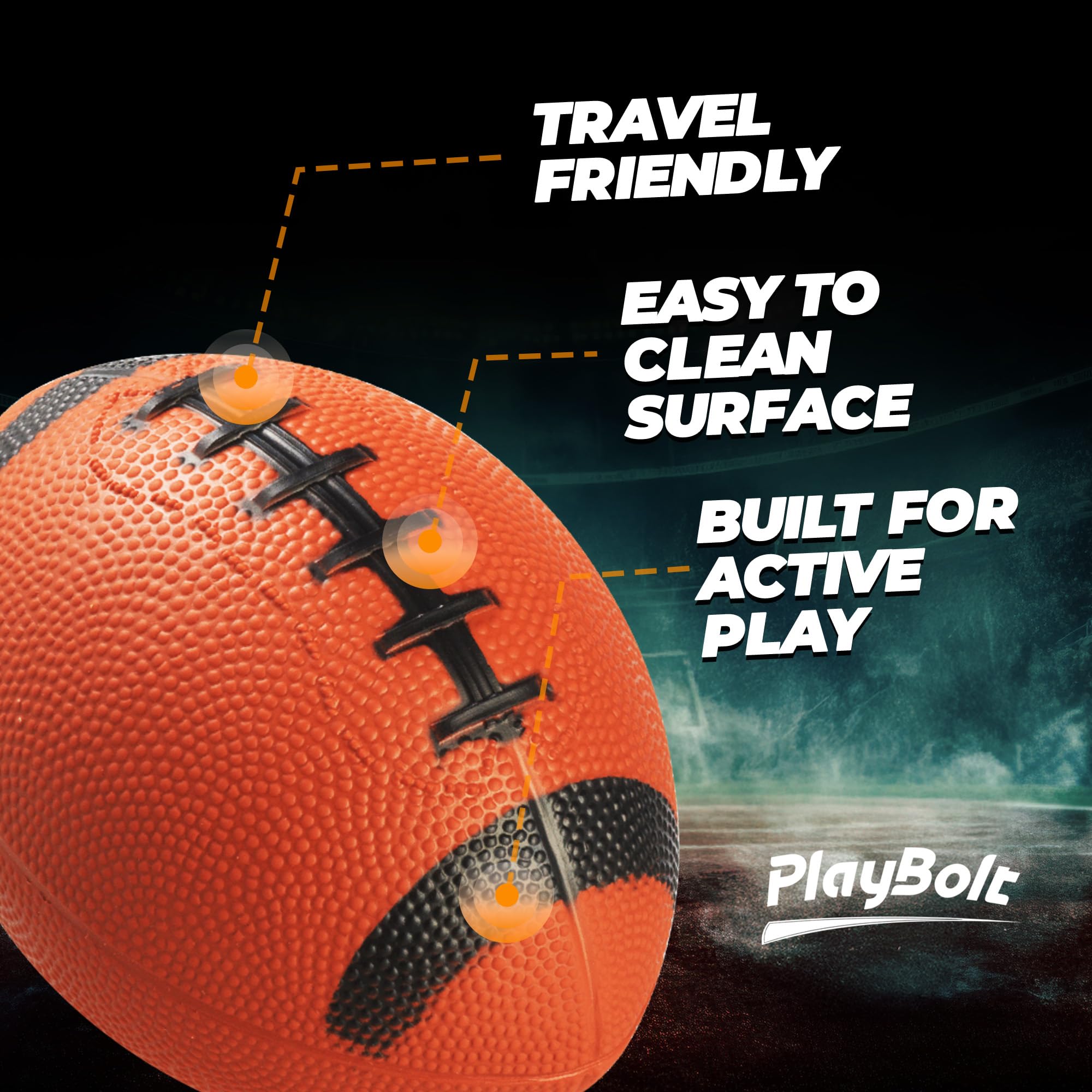 PlayBolt 6-Inch Mini Footballs (Pack of 5) - Inflatable PVC Football with Hand Pump, Easy Grip, Ages 3-10