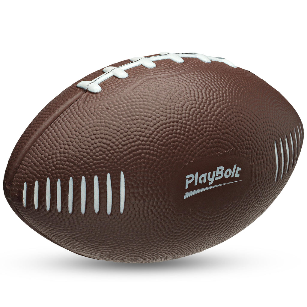 PlayBolt 7.25" Foam Football for Kids - Soft, Easy Grip Youth Sports Toy for Toddlers Ages 3+ (Brown)