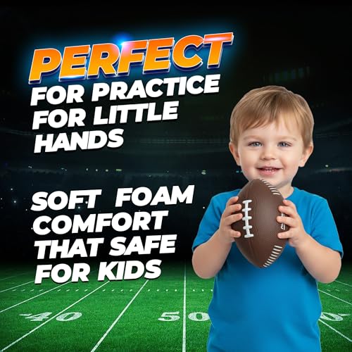 PlayBolt 7.25" Foam Football for Kids - Soft, Easy Grip Youth Sports Toy for Toddlers Ages 3+ (Brown)