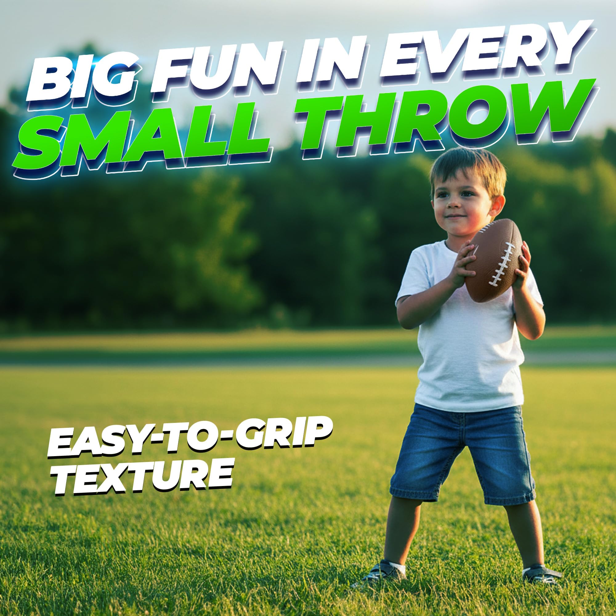 PlayBolt 7.25" Foam Football for Kids - Soft, Easy Grip Youth Sports Toy for Toddlers Ages 3+ (Brown)