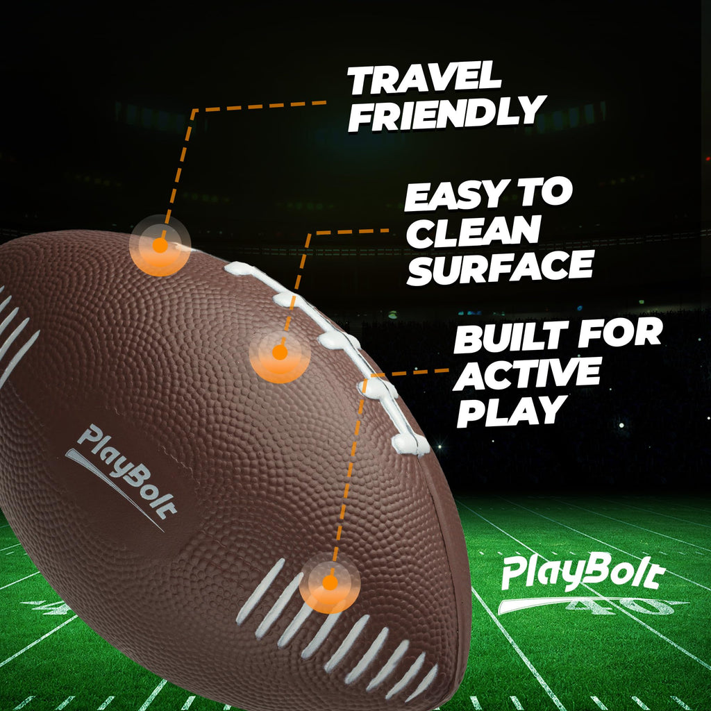 PlayBolt 7.25" Foam Football for Kids - Soft, Easy Grip Youth Sports Toy for Toddlers Ages 3+ (Brown)