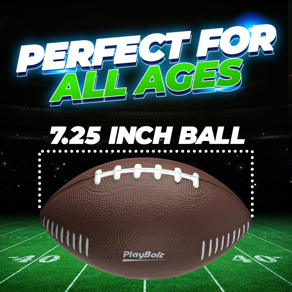 PlayBolt 7.25" Foam Football for Kids - Soft, Easy Grip Youth Sports Toy for Toddlers Ages 3+ (Brown)