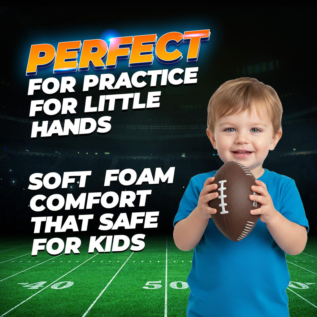 PlayBolt 7.25" Foam Football for Kids - Soft, Easy Grip Youth Sports Toy for Toddlers Ages 3+ (Brown)