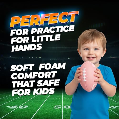 PlayBolt 7.25-Inch Pink Foam Football for Toddlers & Kids – Soft, Easy-Grip Mini Football for Indoor/Outdoor Play
