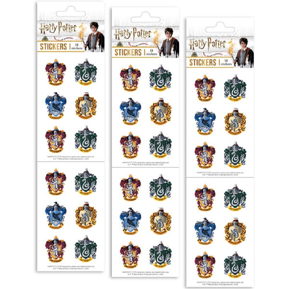 Playhouse Harry Potter Mini Hogwarts House Crests Sticker 3-Pack: 9 Perforated Half-Sheets of Officially Licensed Acid-Free Craft Stickers