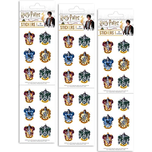 Playhouse Harry Potter Mini Hogwarts House Crests Sticker 3-Pack: 9 Perforated Half-Sheets of Officially Licensed Acid-Free Craft Stickers