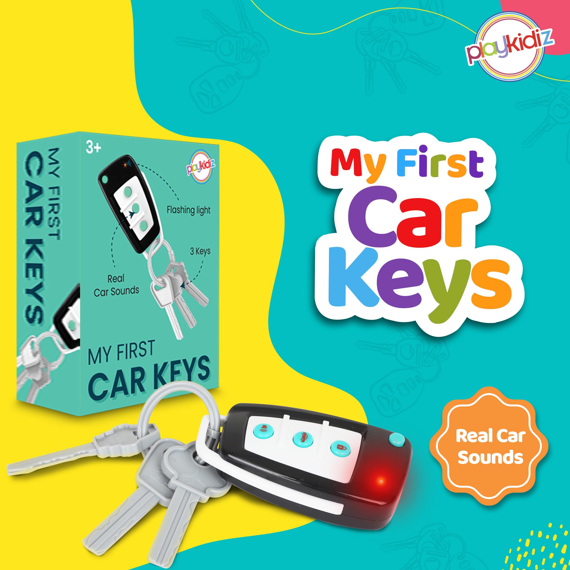 Playkidiz Toy Car Keys Set – Realistic Remote with Lights and Sounds for Toddlers Ages 3+
