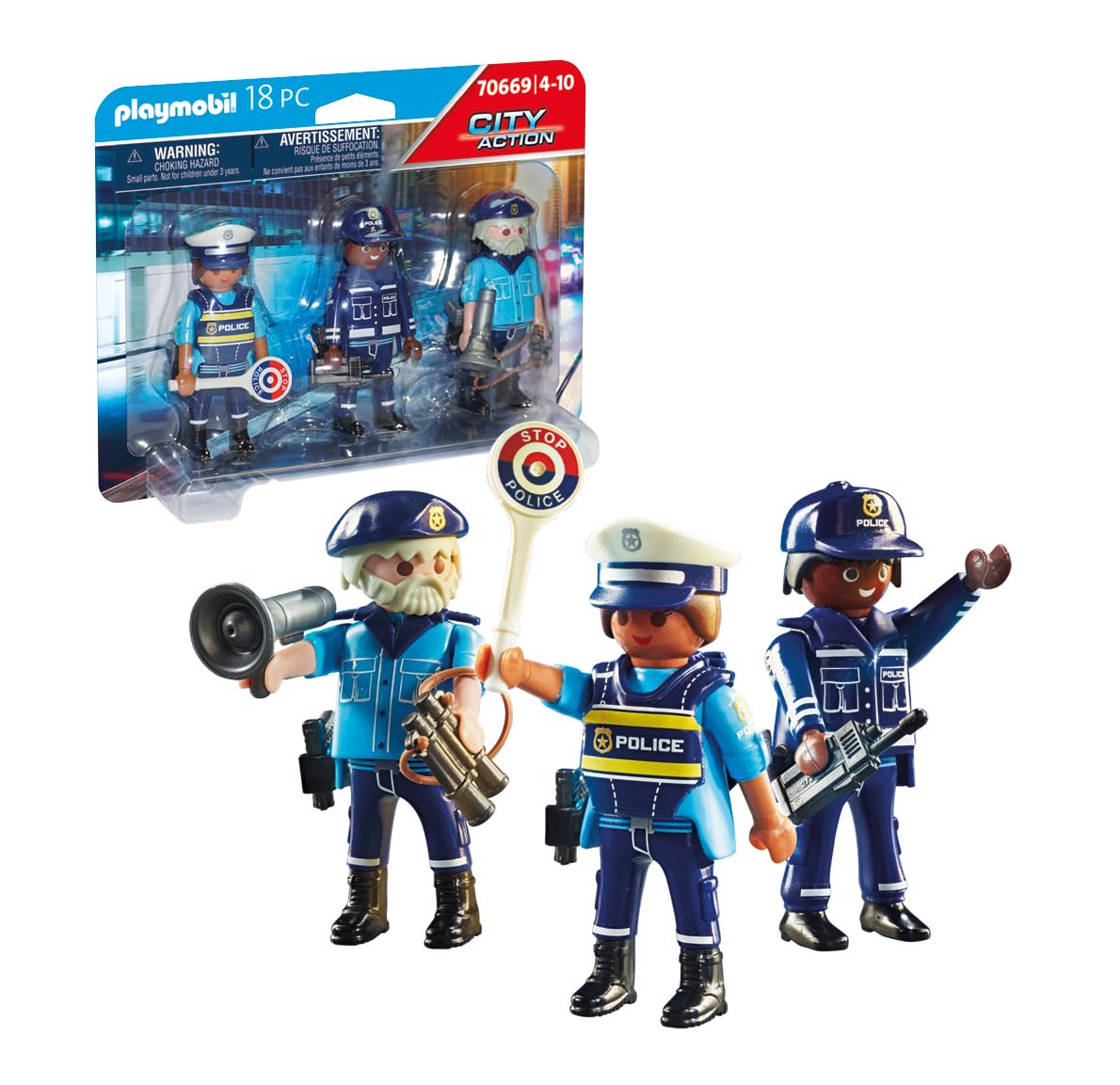 Playmobil Police Figure Set – 3 Officers with Gear for Kids 4-10