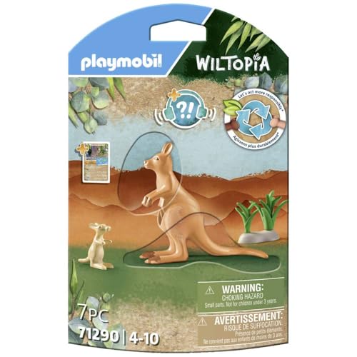 Playmobil Wiltopia Kangaroo with Joey – Eco-Friendly Toy Figure with AR App