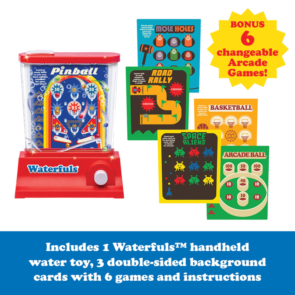 Playmonster Original Waterfuls Classic Handheld Water Game – 6 Interchangeable Back Panels, Retro Travel Game for Kids Ages 3+