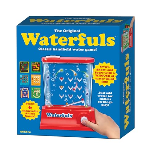 Playmonster Original Waterfuls Classic Handheld Water Game – 6 Interchangeable Back Panels, Retro Travel Game for Kids Ages 3+