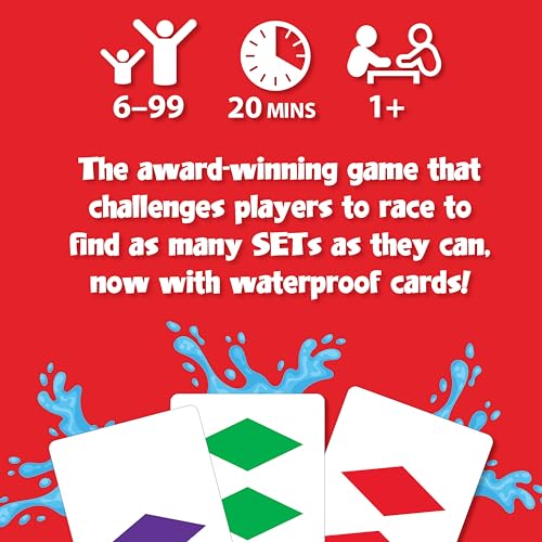 PlayMonster Set Card Game – Travel-Friendly Waterproof Cards, Brain-Building Matching Game for Ages 6+