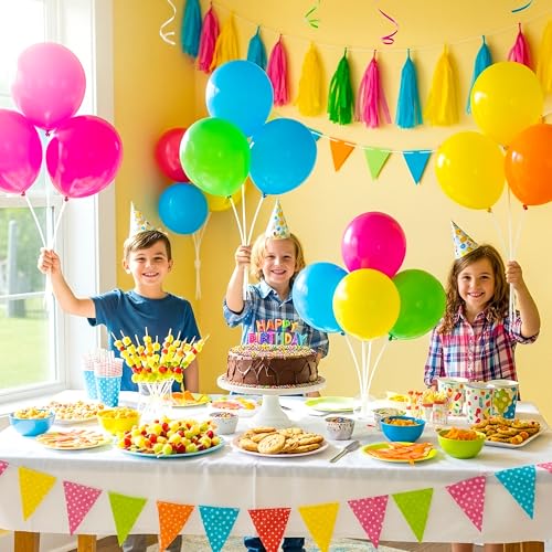 Pllieay 100 White Balloon Stick Holders with Cups for Party Decorations
