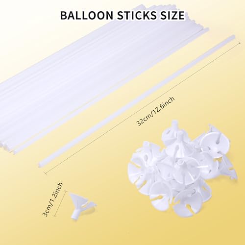 Pllieay 100 White Balloon Stick Holders with Cups for Party Decorations