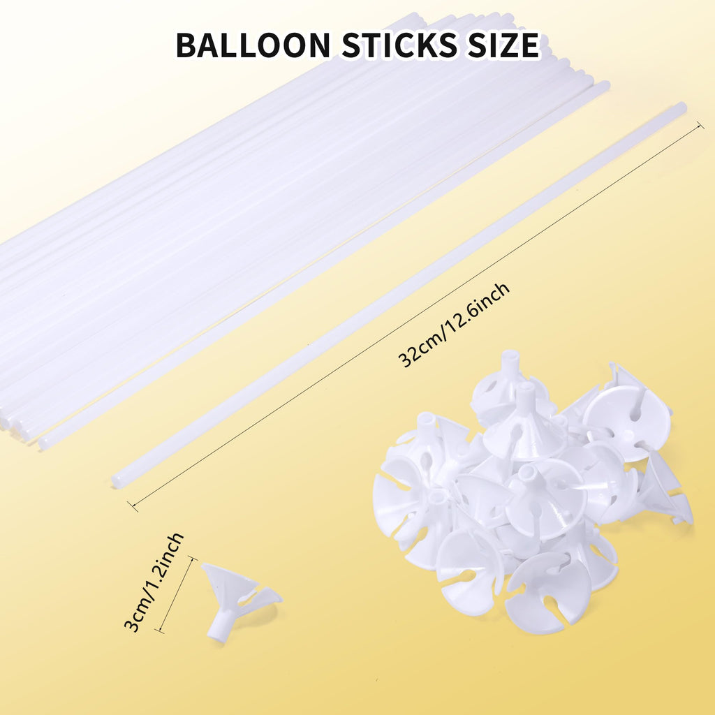 Pllieay 100 White Balloon Stick Holders with Cups for Party Decorations