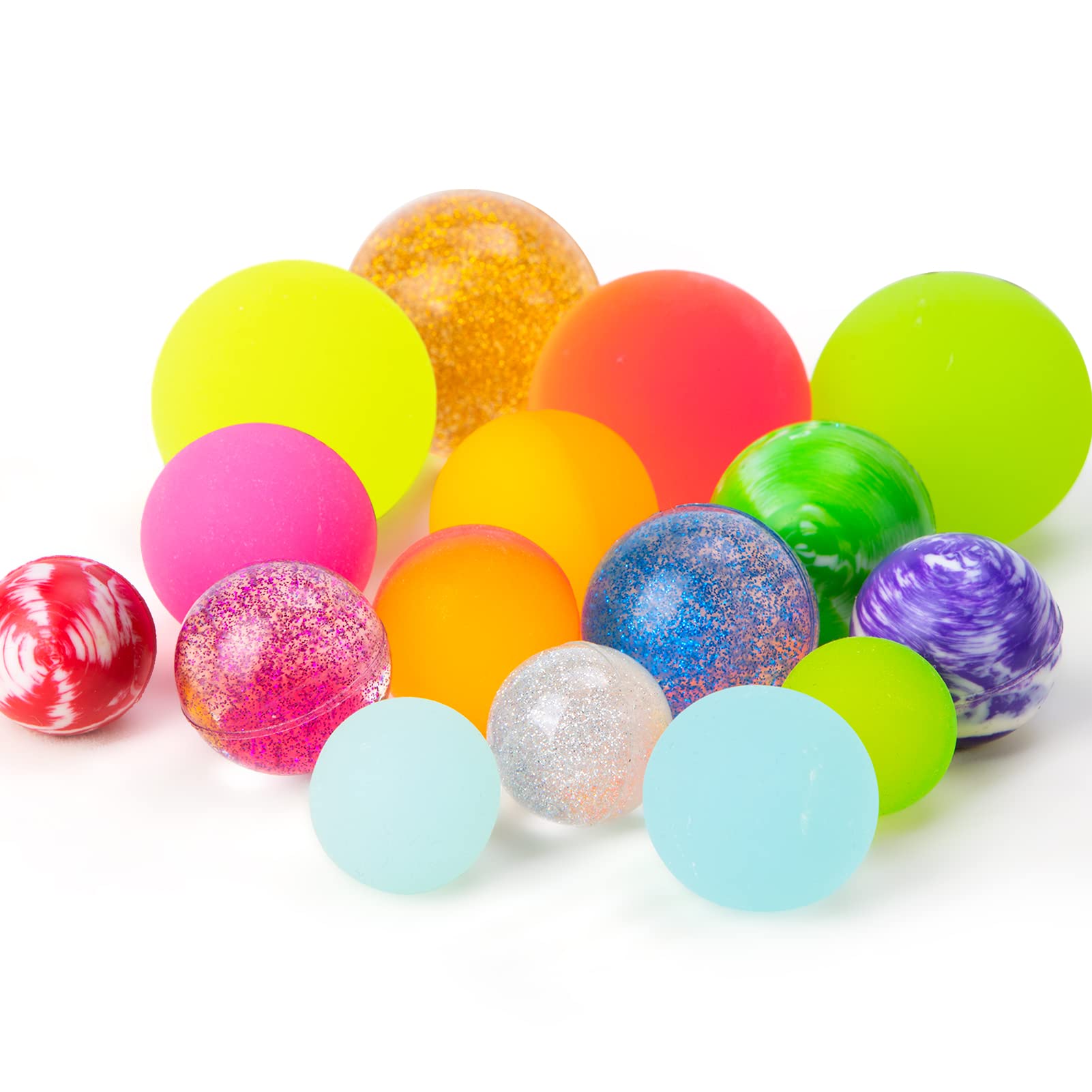 Pllieay 16-Pack Bouncy Balls for Kids - 4 Sizes Assorted Colors Party Favors