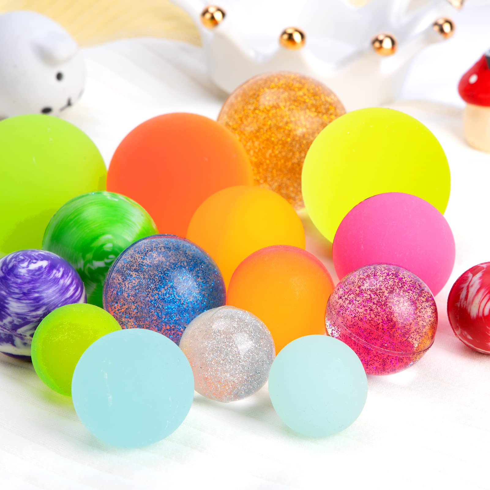 Pllieay 16-Pack Bouncy Balls for Kids - 4 Sizes Assorted Colors Party Favors