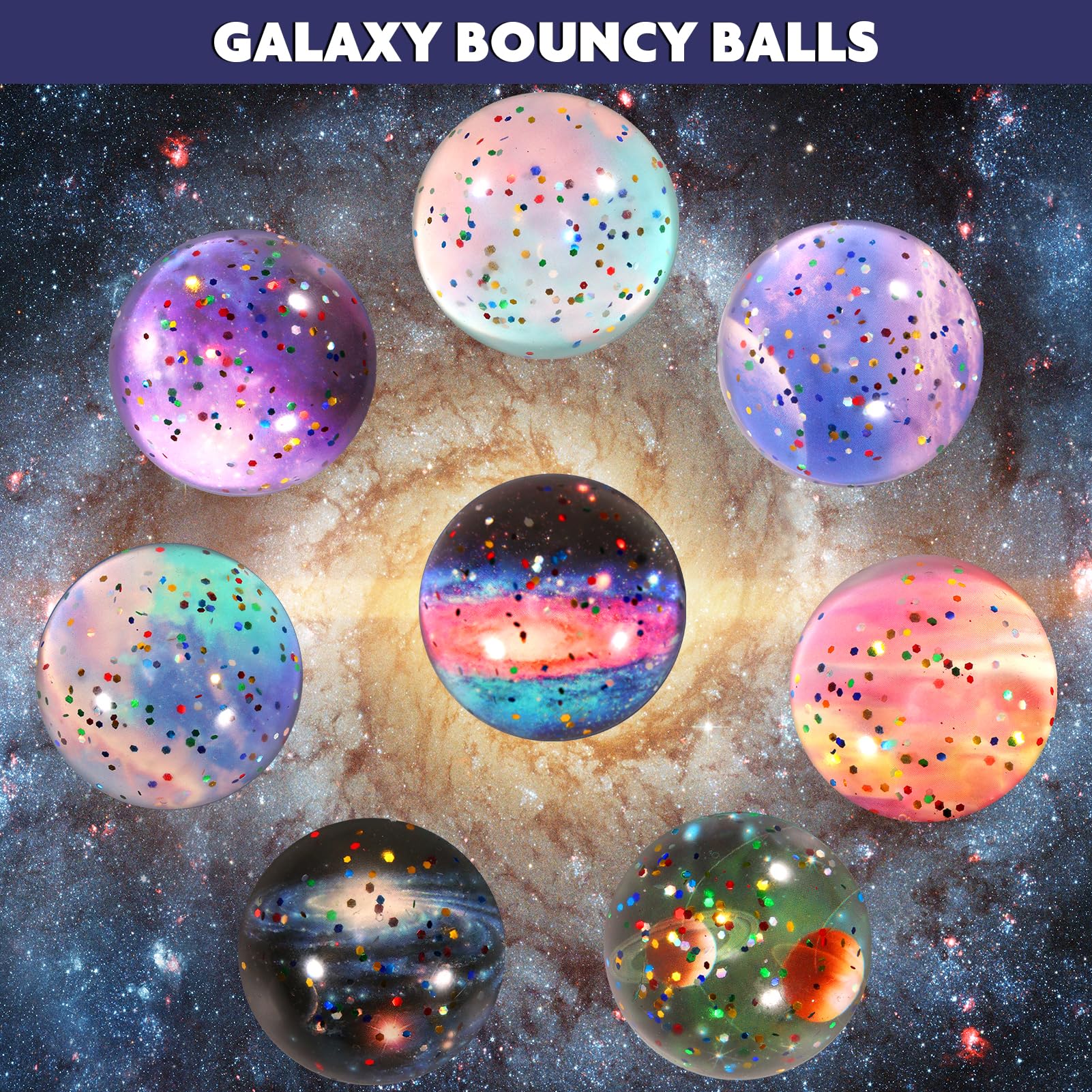 Pllieay 16-Piece Galaxy Space Toy Set: Bouncy Balls & Flashcards for Kids