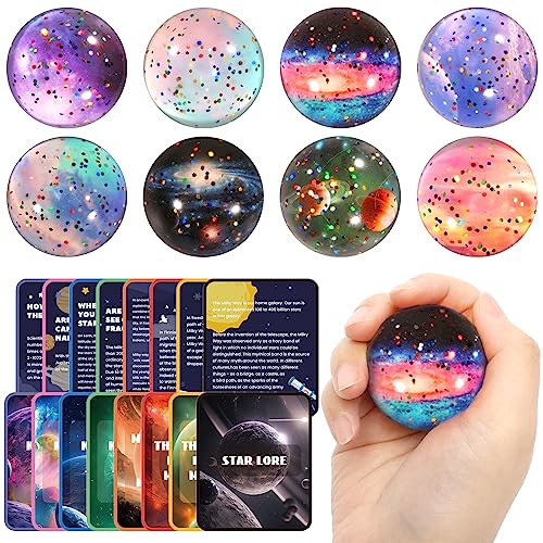 Pllieay 16-Piece Galaxy Space Toy Set: Bouncy Balls & Flashcards for Kids