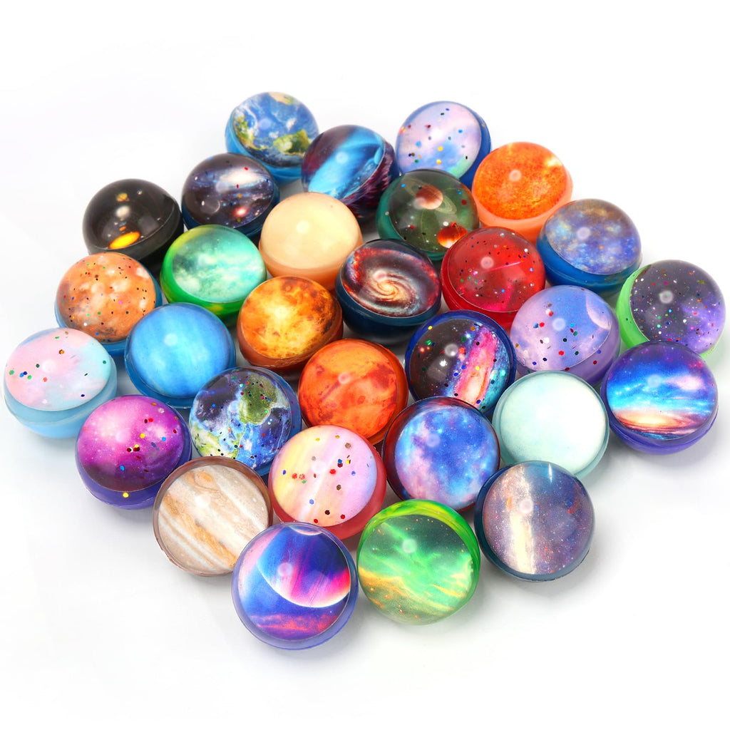 Pllieay 30 Pack Galaxy Bouncy Balls – 32mm Space Rubber Balls for Kids Party Favors & Gifts