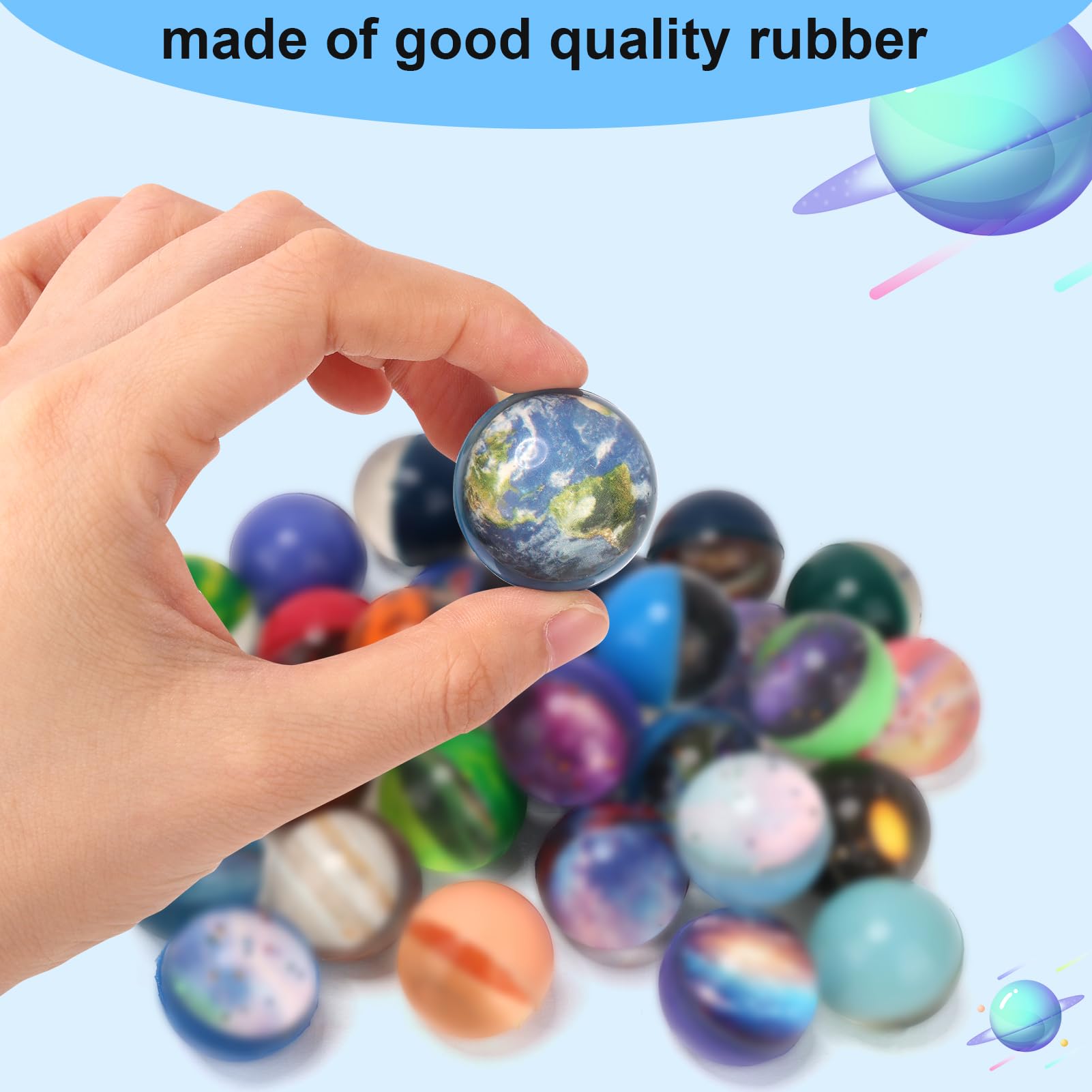 Pllieay 30 Pack Galaxy Bouncy Balls – 32mm Space Rubber Balls for Kids Party Favors & Gifts