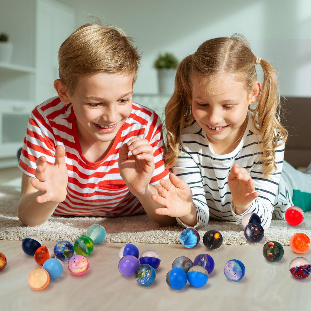 Pllieay 30 Pack Galaxy Bouncy Balls – 32mm Space Rubber Balls for Kids Party Favors & Gifts
