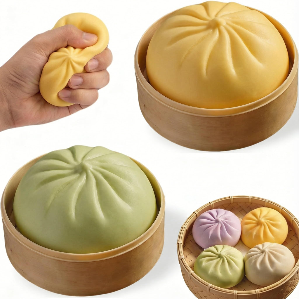 Plman 2-Pack Squishy Dumpling Stress Balls – Yellow & Green Mystery Dumpling Toys for Stress Relief