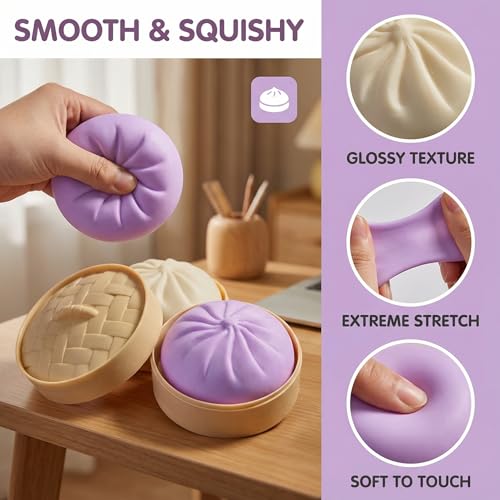 Plman 2-Pack Squishy Dumpling Stress Balls – Yellow & Green Mystery Dumpling Toys for Stress Relief