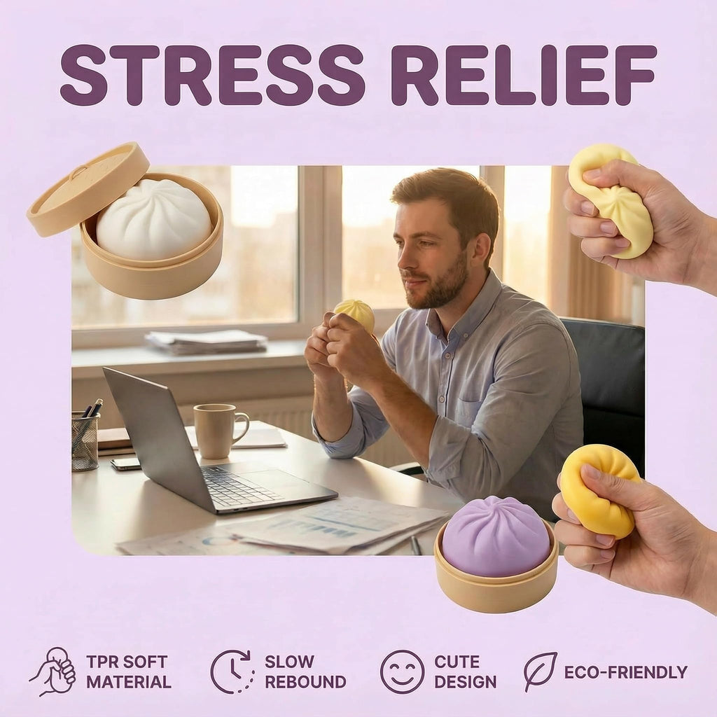 Plman 2-Pack Squishy Dumpling Stress Balls – Yellow & Green Mystery Dumpling Toys for Stress Relief