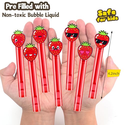 PLOUGVI 24-Pack Strawberry Bubble Wands - Party Favors, Piñata Stuffers & Classroom Prizes