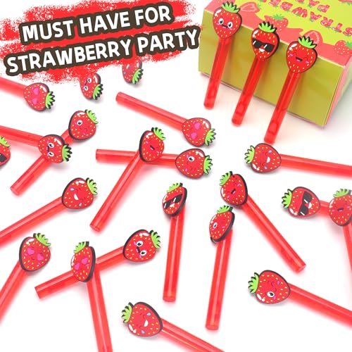 PLOUGVI 24-Pack Strawberry Bubble Wands - Party Favors, Piñata Stuffers & Classroom Prizes
