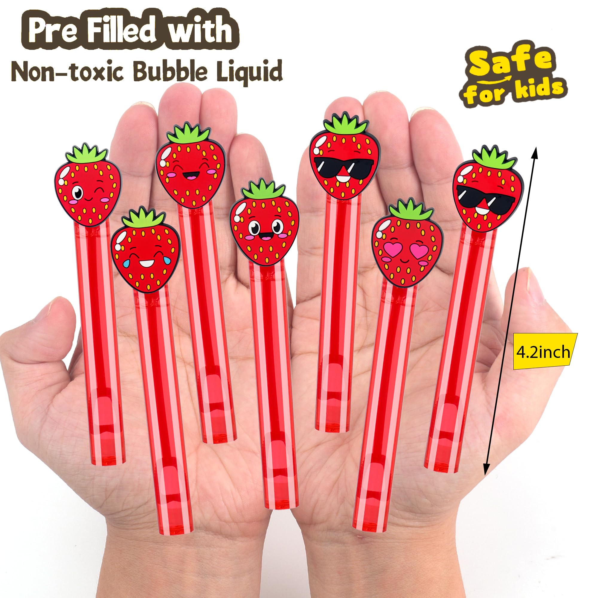 PLOUGVI 24-Pack Strawberry Bubble Wands - Party Favors, Piñata Stuffers & Classroom Prizes