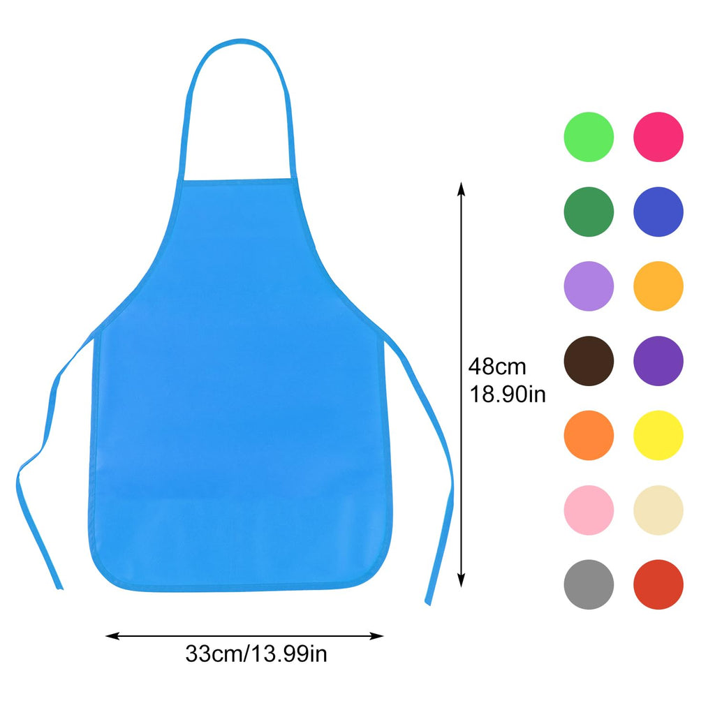 PLULON 15 Pcs Kids Painting Aprons - Non-Woven Art Smocks Bulk with Adjustable Straps for Toddlers Ages 3-5