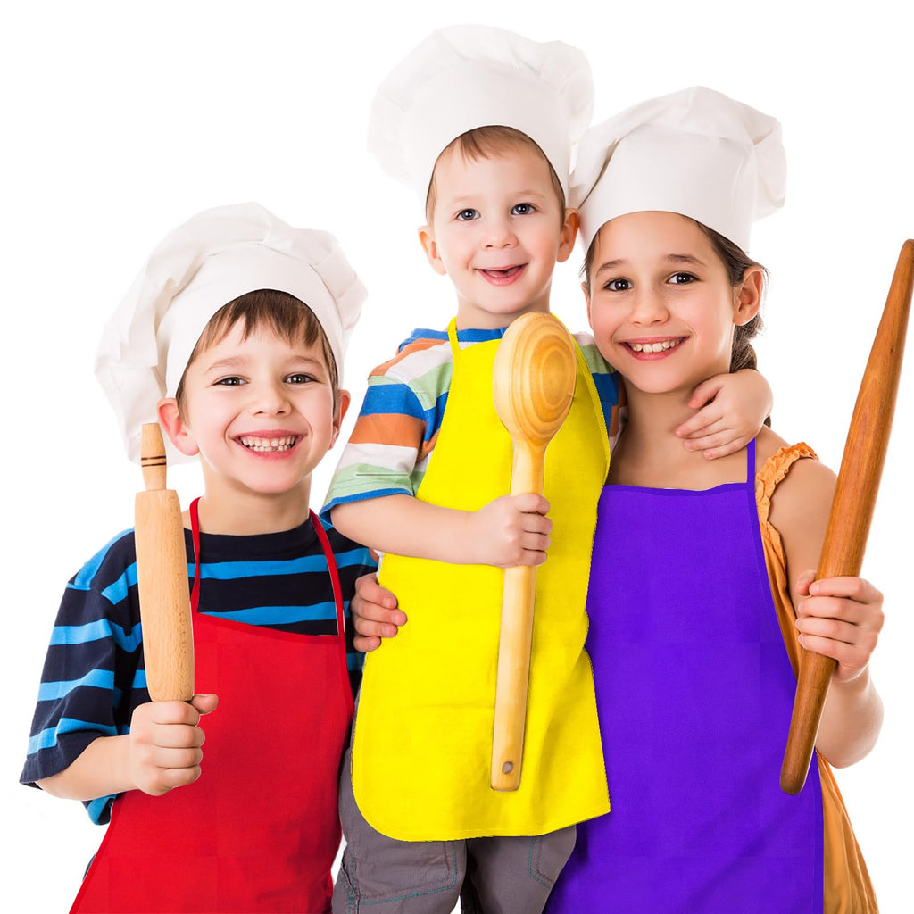 PLULON 15 Pcs Kids Painting Aprons - Non-Woven Art Smocks Bulk with Adjustable Straps for Toddlers Ages 3-5