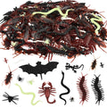 PLULON 220 Pcs Realistic Fake Bugs – Cockroaches, Spiders, Scorpions & More for Pranks, Parties & Teaching