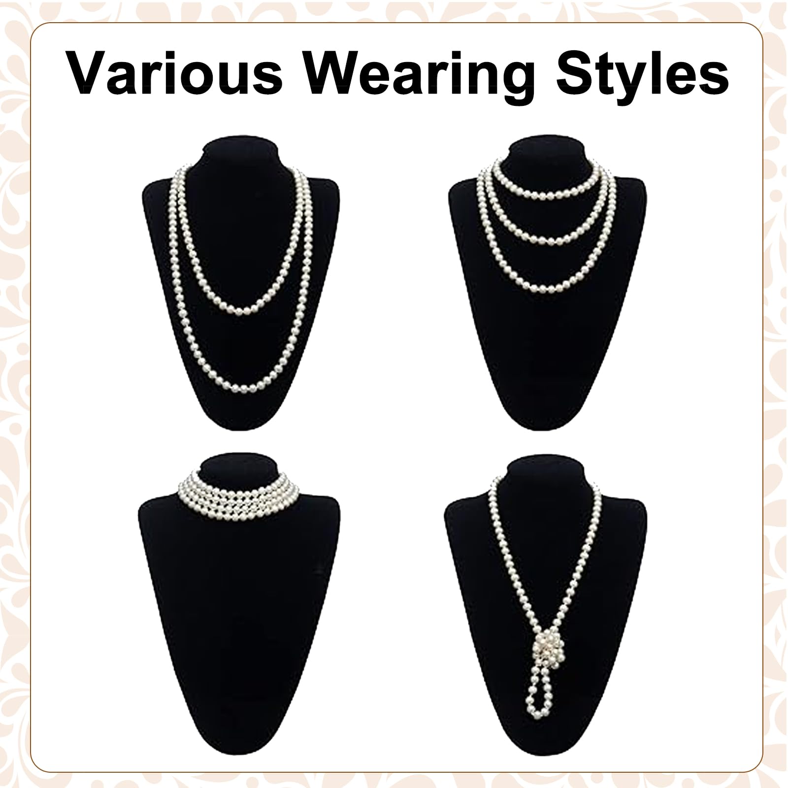 PLULON 6-Piece 1920s Flapper Accessory Set – Roaring 20s Costume Kit with Headband, Gloves, Jewelry & Prop