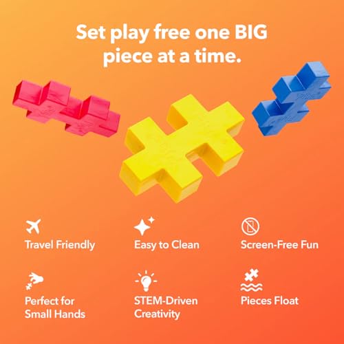 PLUS PLUS Big 15-Piece Neon Mix Tube – Oversized Building Blocks for Toddlers
