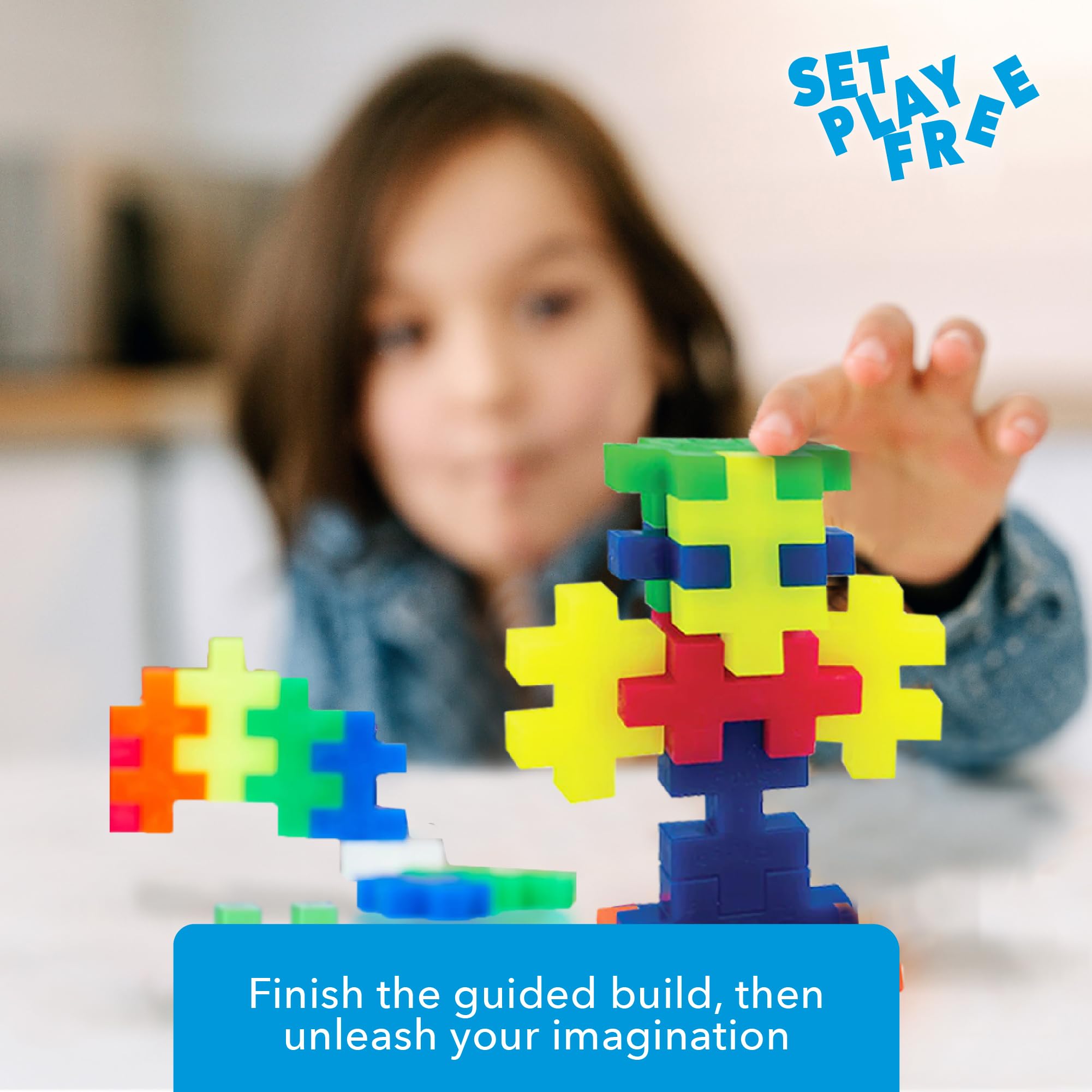 PLUS PLUS Big 15-Piece Neon Mix Tube – Oversized Building Blocks for Toddlers