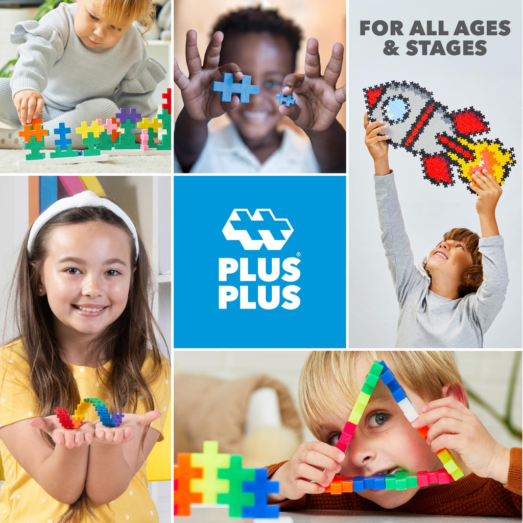 PLUS PLUS Big 15-Piece Neon Mix Tube – Oversized Building Blocks for Toddlers