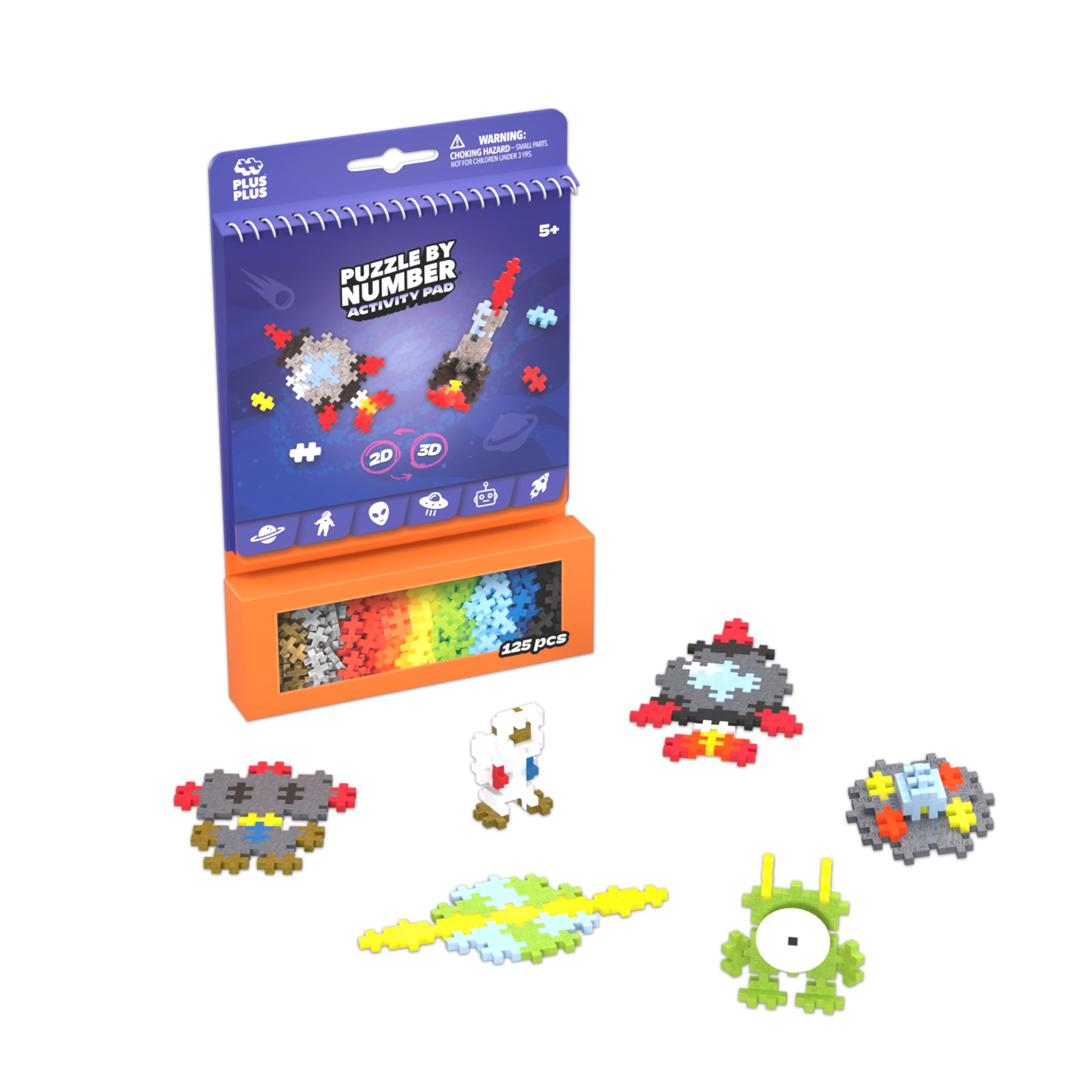Plus Plus Puzzle By Number Activity Pad Space – STEM Building Toy for Kids 5-12