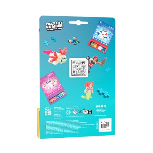 Plus Plus Puzzle by Number Ocean Activity Pad – Travel-Friendly STEM Building Set for Kids Ages 5-12