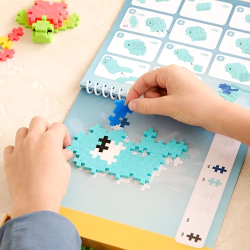 Plus Plus Puzzle by Number Ocean Activity Pad – Travel-Friendly STEM Building Set for Kids Ages 5-12