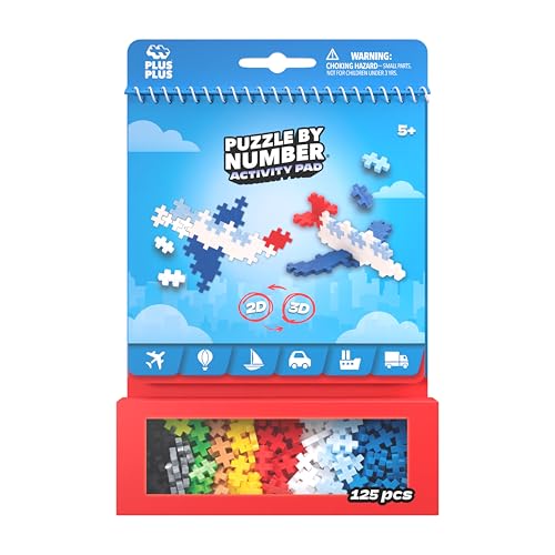Plus-Plus Transportation Activity Pad with Numbered Guides – 6 Travel Builds in 2D & 3D