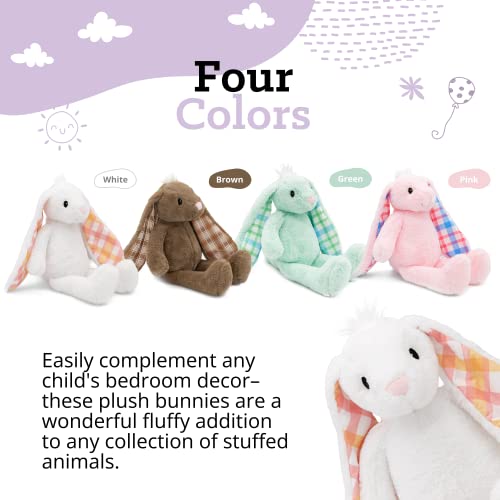 Plushible 14-Inch White Easter Bunny Stuffed Animal – Soft Embroidered Plush Toy for Kids Ages 1+