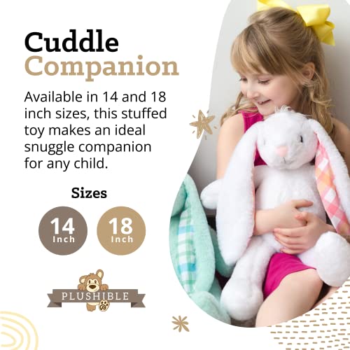 Plushible 14-Inch White Easter Bunny Stuffed Animal – Soft Embroidered Plush Toy for Kids Ages 1+