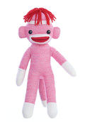 Plushland 8-Inch Pink Sock Monkey – Soft Knitted Stuffed Animal with Embroidered Face and Red Heel