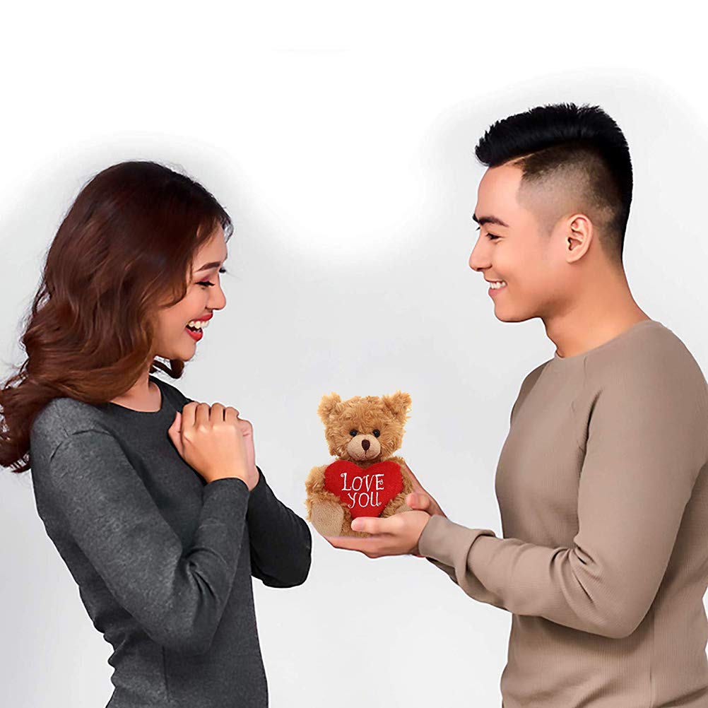 Plushland Brown Love Teddy Bear with Color-Shifting Sequin Heart - 9 Inches